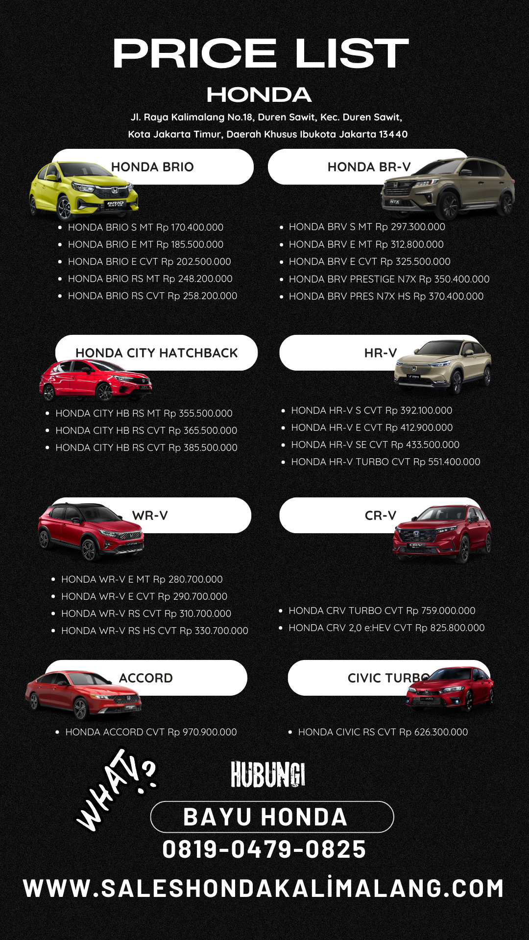 Harga Honda Jakarta Timur